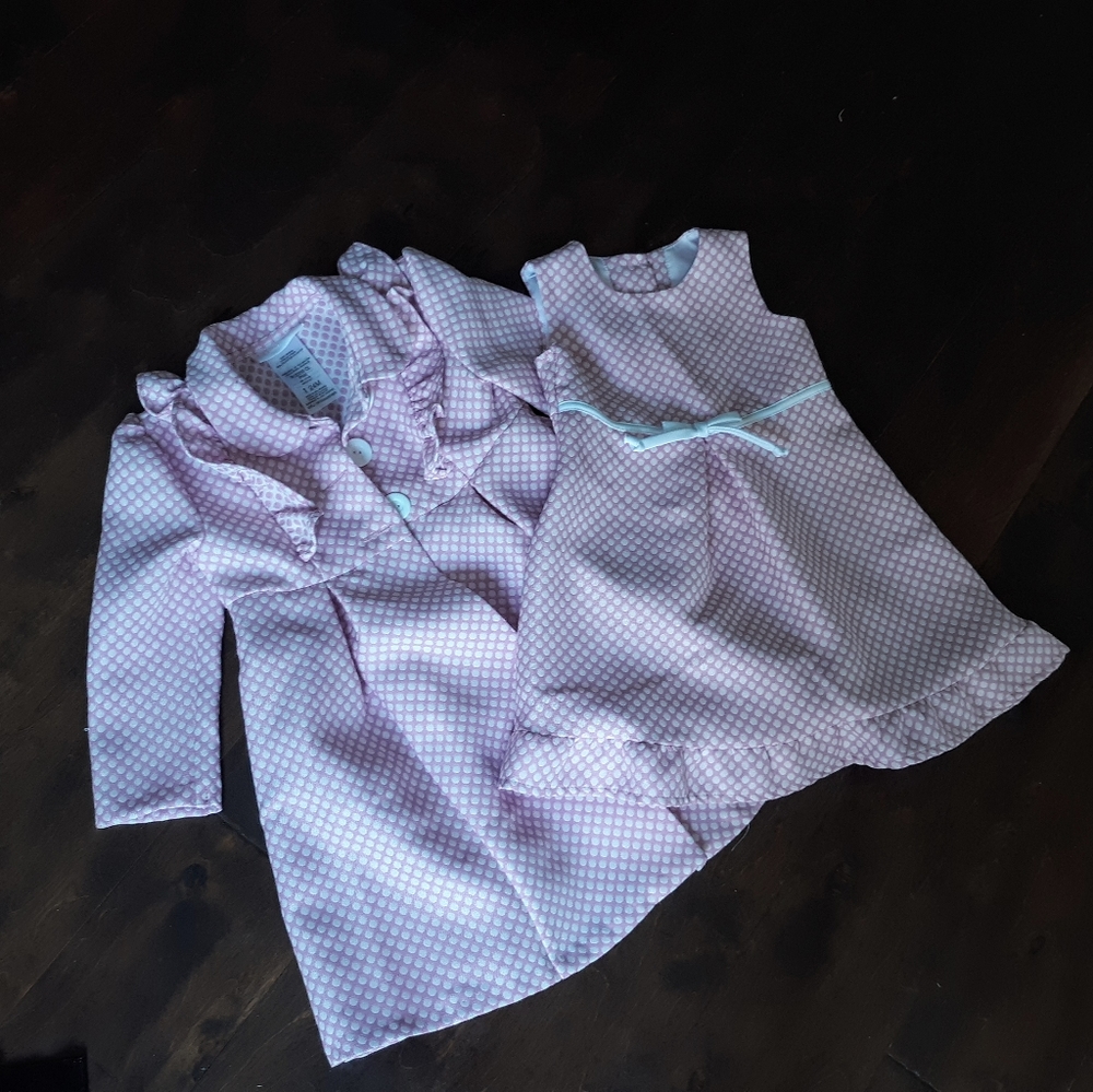 Pink and white dress and coat set